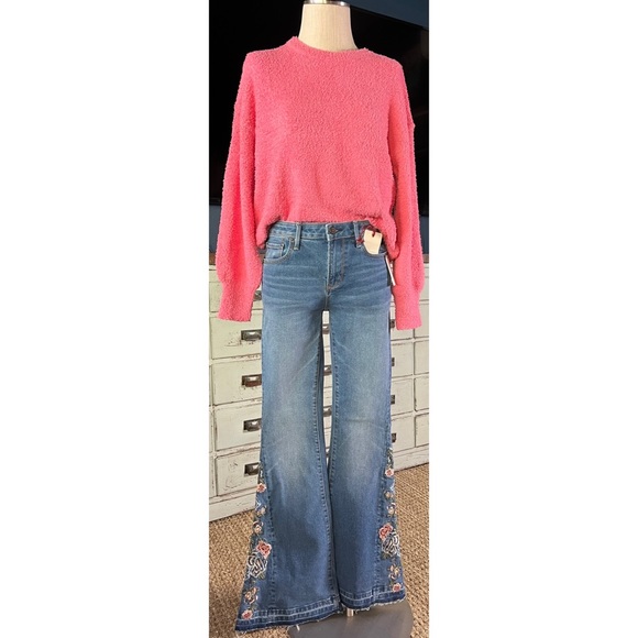 Anthropologie Driftwood Embroidered Flare Jeans Size 26 - Picture 11 of 14